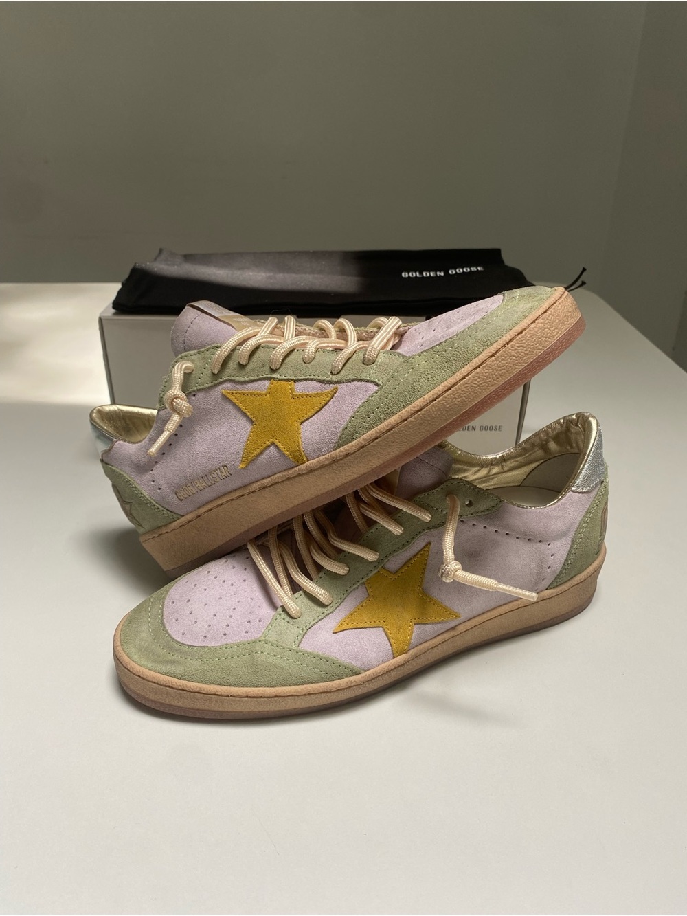 Golden Goose Ball Star Sneaker Lilac Suede/ Sage/Honey/Silver sz 39 New in Box - Picture 10 of 13